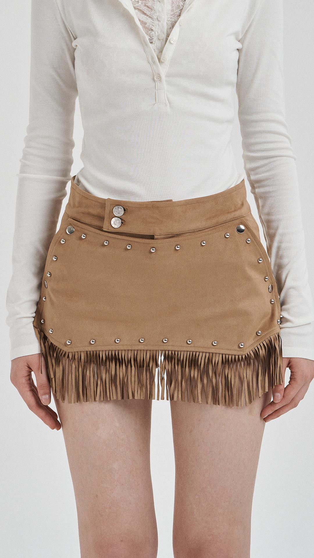 BeigeFringe layer shorts