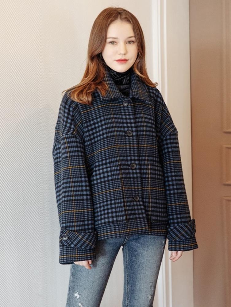 [59,000원 특가] 울 체크 숏 코트(SXAHCG1)