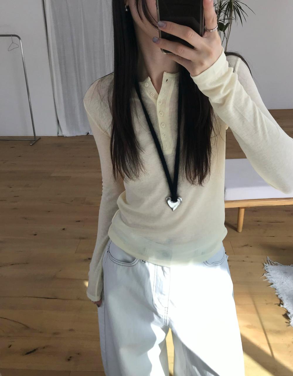 파스텔 버튼 텐셀 TEE *소라 3~5일 소요