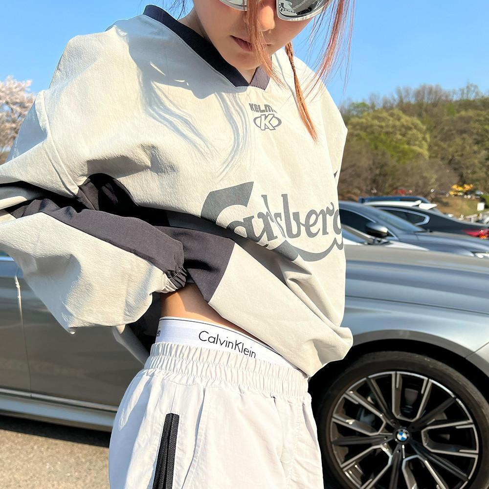 배색 레터링 나일론 브이넥 맨투맨 유니섹스 바람막이 투웨이 티셔츠 땀복 스트릿 유니크룩