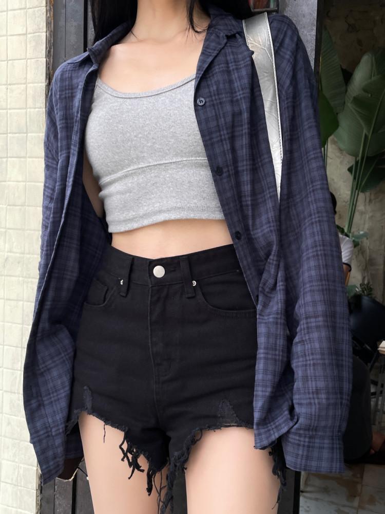 제니 언발 컷 데끼 데님 숏팬츠