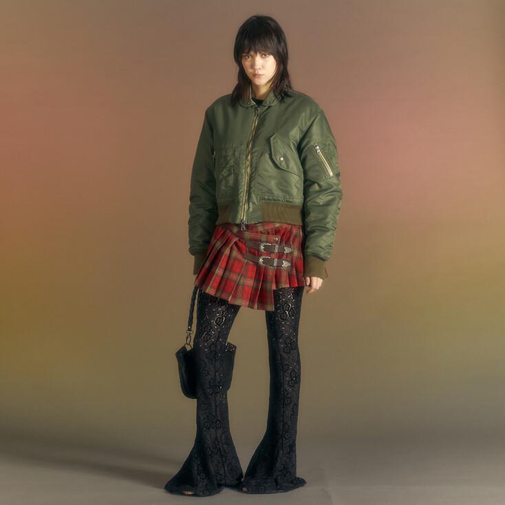 CARLEE BOMBER KILT DRESS atb977w(KHAKI)