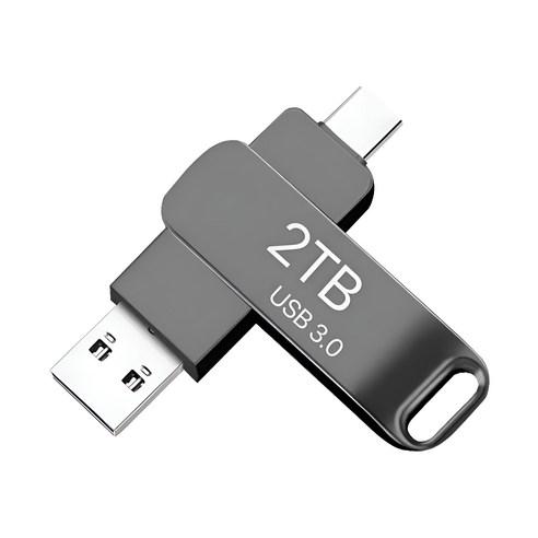2TB Type-C 고속 USB 3.0 대용량 플래시 드라이브 휴대폰 컴퓨터 겸용 OTG, 2TB, 1개