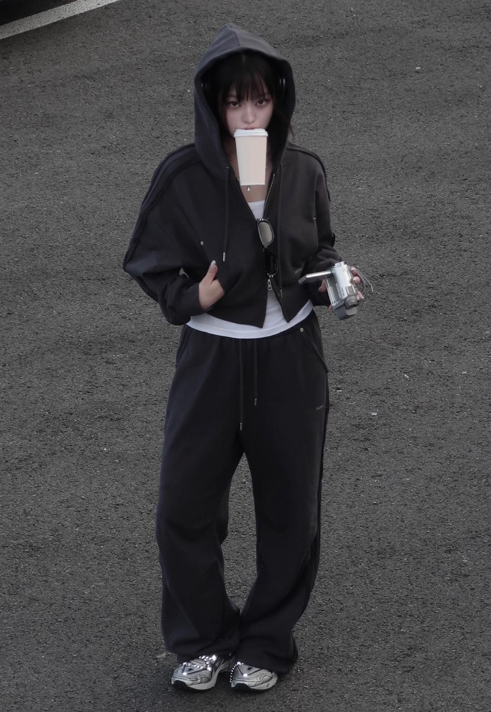 MOSO Raw Stitch Zip-Up Set / Charcoal