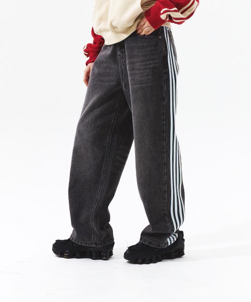 BACK TAPE POINT DENIM PANTS DARK BLACK
