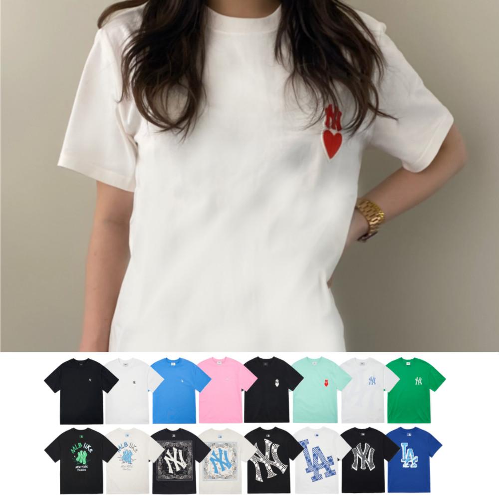 MLB 반팔티셔츠 하트 베이직 스몰로고 백로고 남녀공용 (국내매장판)