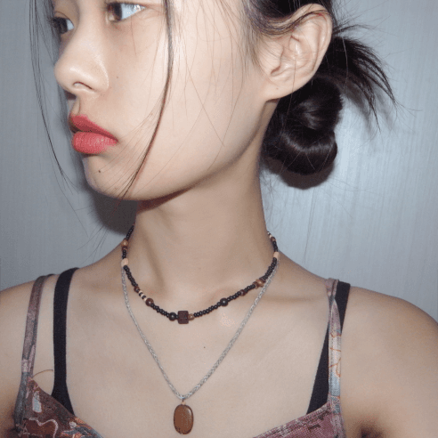 모리한입 [3color]빈티지 나무 팬던트 목걸이