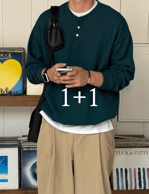 [1+1] 커먼 단추 헨리넥 니트 (11color)