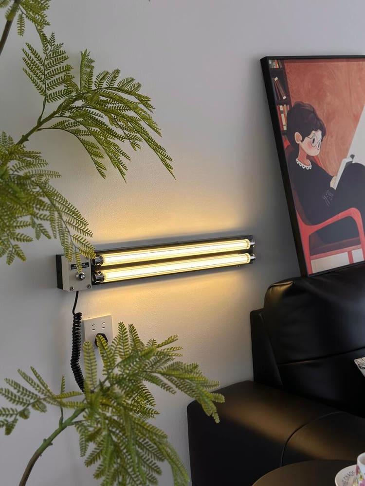 더블레이어 벽등 벽조명 미드센추리 인테리어 긴 바 무드등 베이지45cm 플러그형 