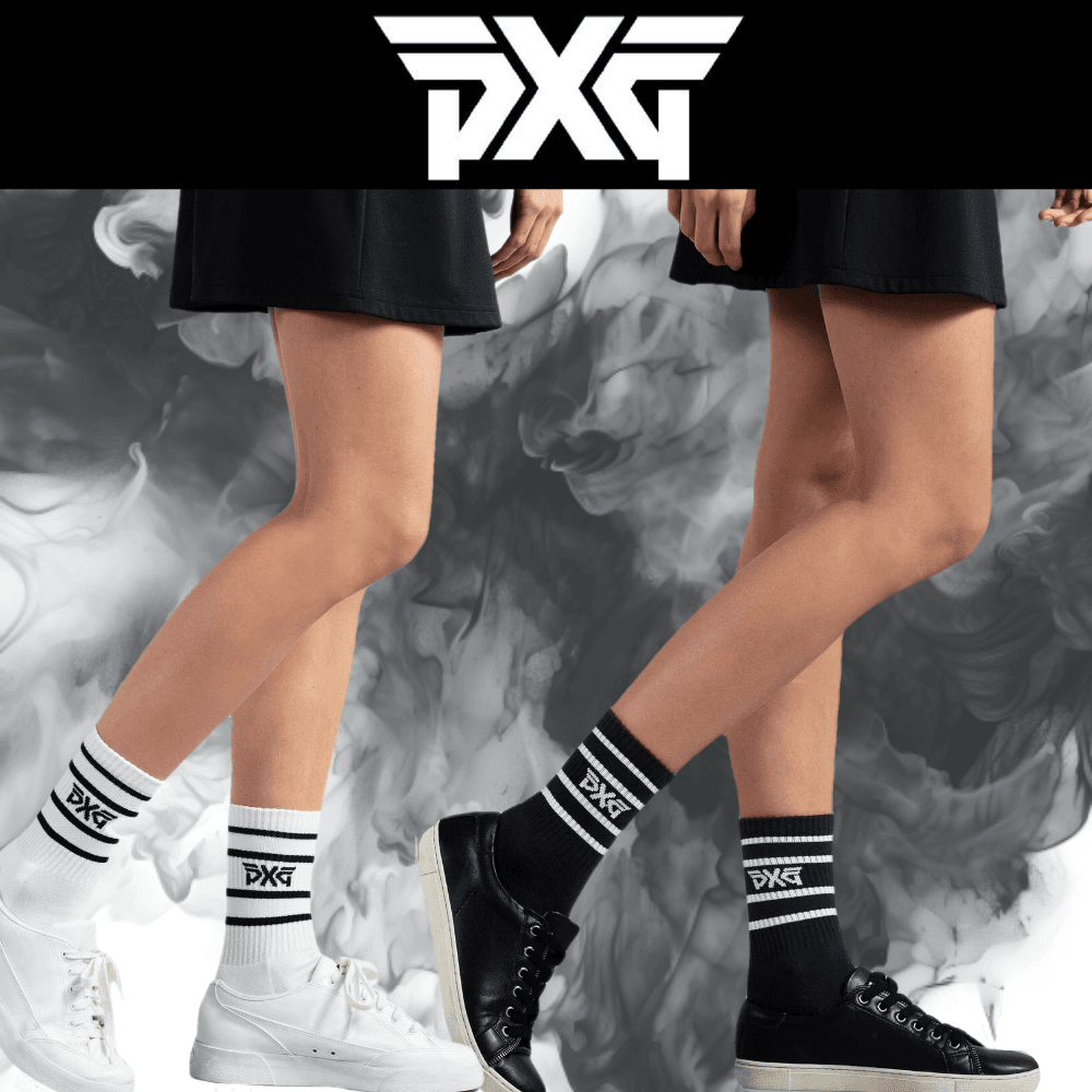 PXG 여성용 스트라이프 크루 골프 양말 Stripe Crew Socks 블랙 화이트