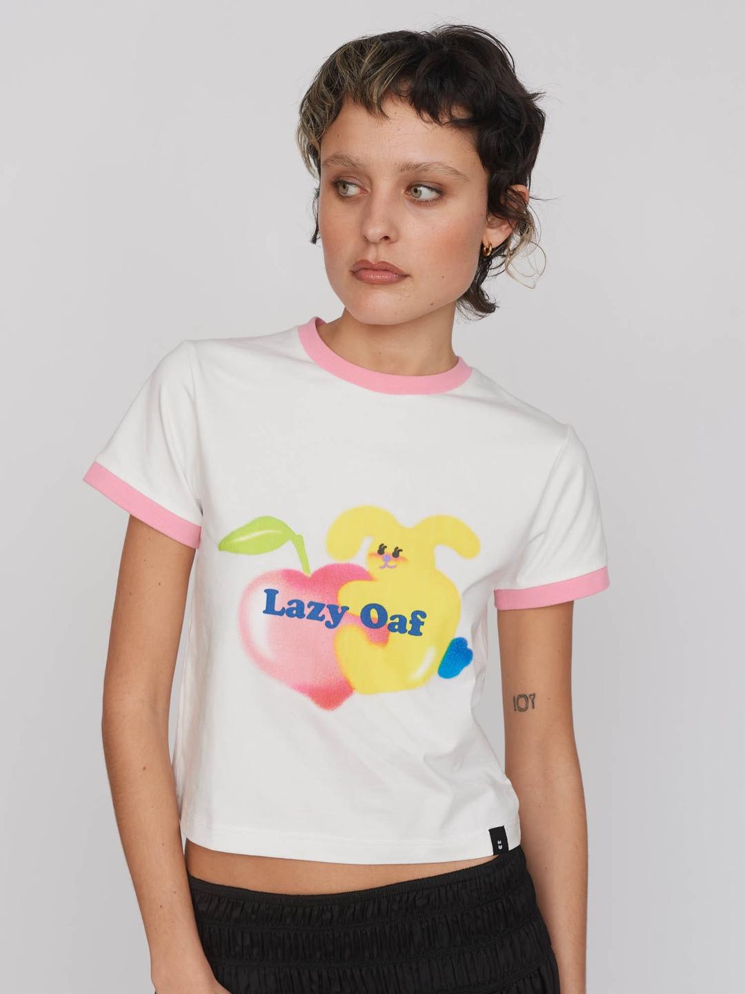 Peach Rabbit Fitted Tee - XS