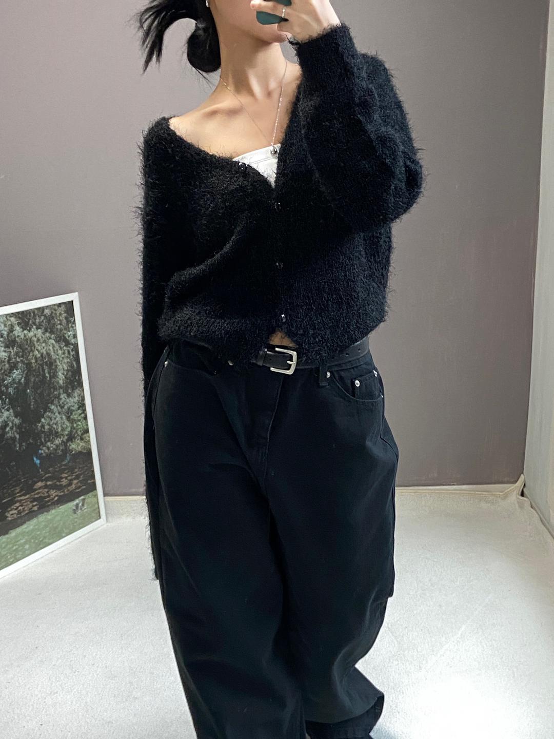 FEATHER V-NECK CARDIGAN (3COLOUR)