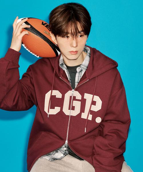CGP 아치 로고 후드 집업_버건디