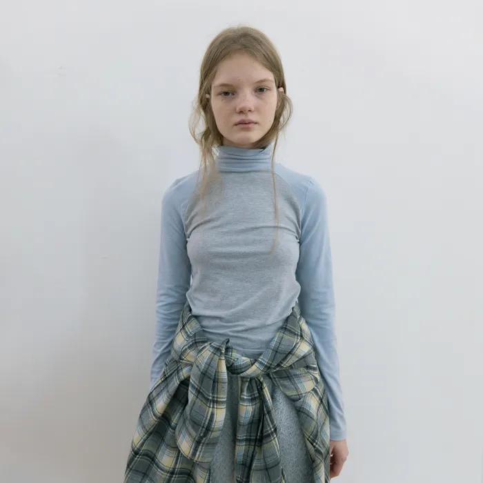 127. Raglan turtleneck T_Melange grey