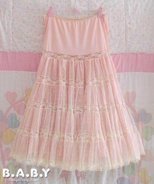 Flocked Star Lace Pink Petticoat