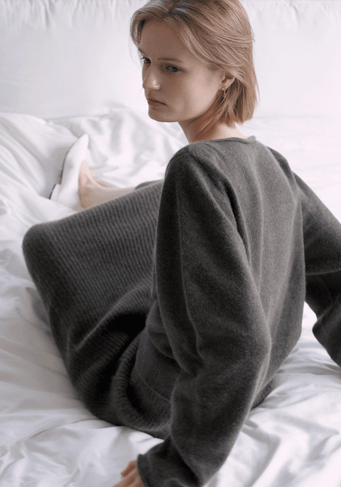 WHOLE GARMENT RACCOON CARDIGAN_KALE BROWN