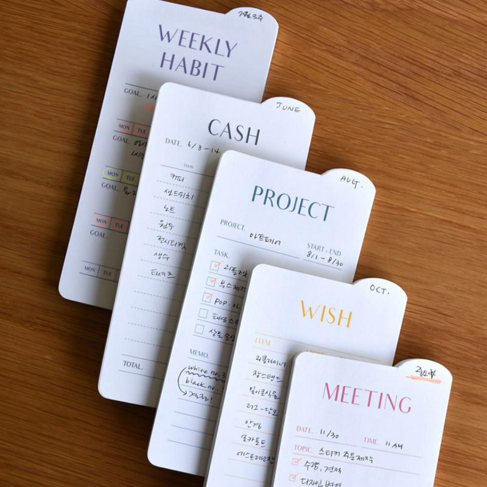 누벨바그N 라운드 메모잇 점착식 인덱스 포스트잇 메모지 20종류