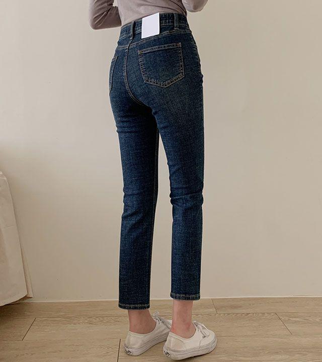 [하이웨스트/히든밴딩] 무드 데님 슬림핏 일자팬츠_321g