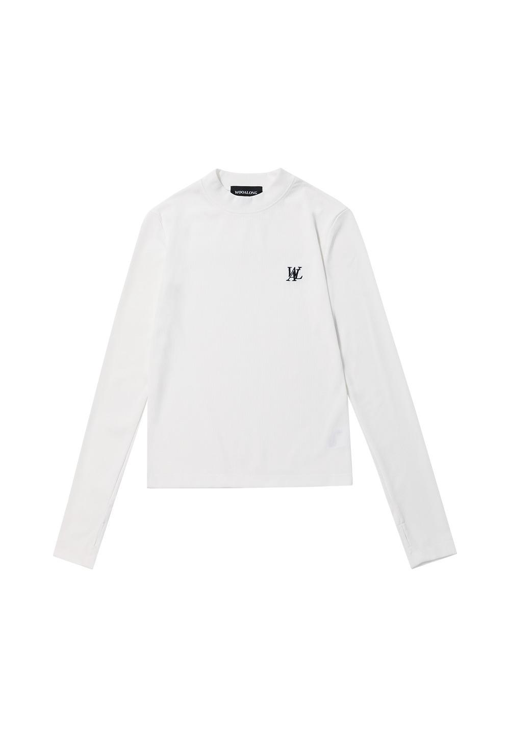 Mock-neck finger hole top - IVORY