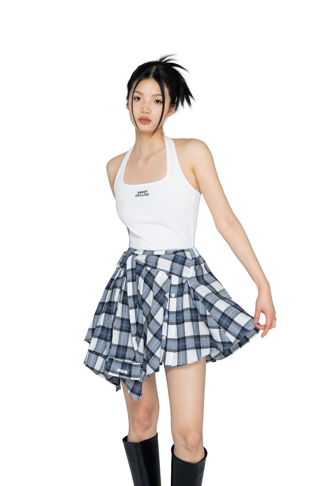 'NOT A CHECK SHIRT' SKIRT - blue / s