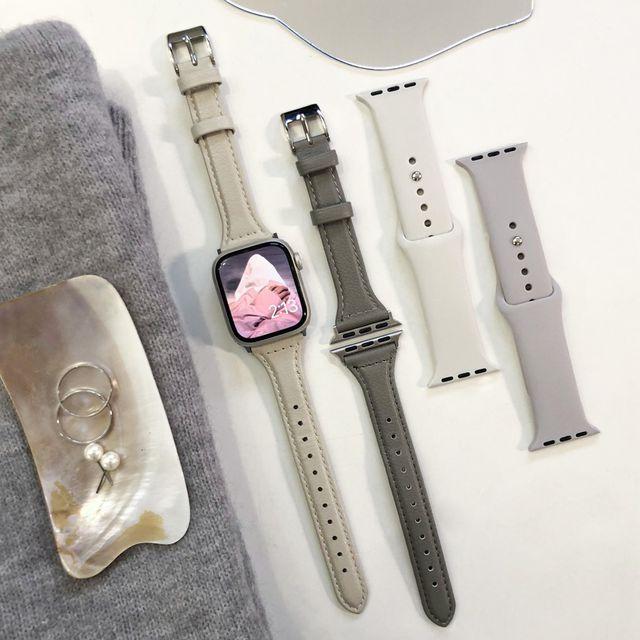 [오늘출발/필름증정] 애플워치 스트랩 실리콘 가죽 스포츠 슬림 메탈 라이트 투명 밴드 케이스 시계줄 8 7 6 se 2