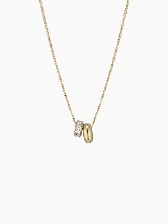 14k double charm necklace