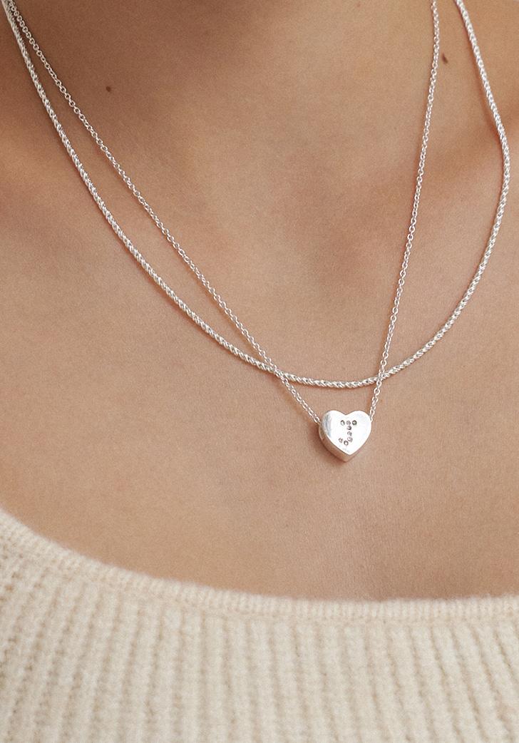 [restock] love deep initial necklace (silver)
