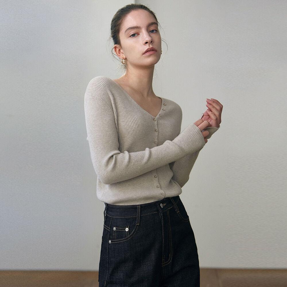 BUTTON SLIM KNIT CARDIGAN_8 COLOR