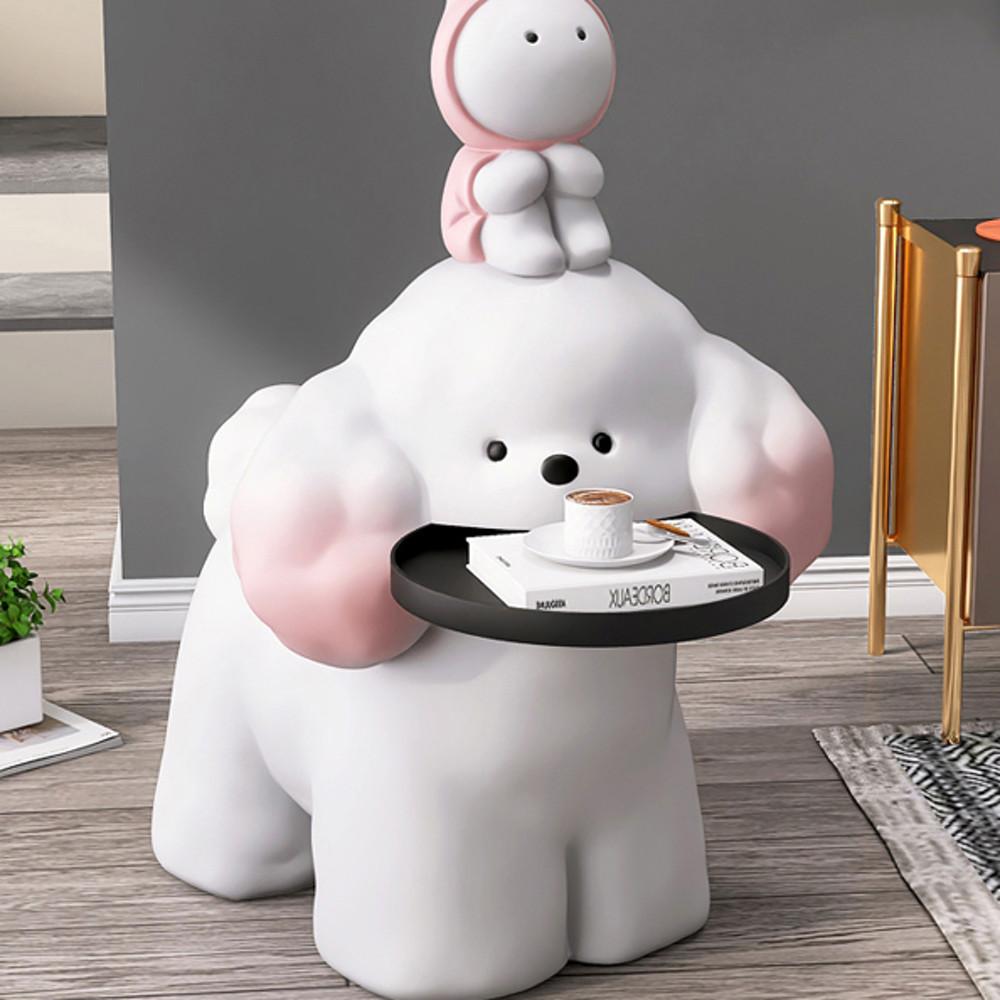 비숑 강아지 트레이 거실 귀여운 사이드 테이블 3color