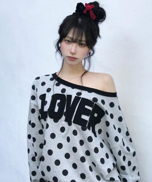 EL DOT LOVER ONE-SHOULDER TEE(GRAY)