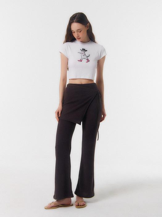 WRAP SKIRT & PANTS SET_brown