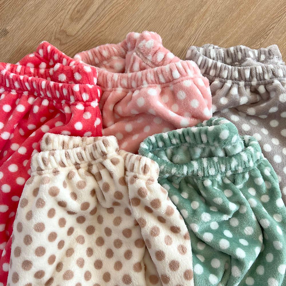 폭잠 도트 수면바지 국산 따뜻한 겨울 기모 극세사 빅사이즈 잠옷 파자마 팬츠