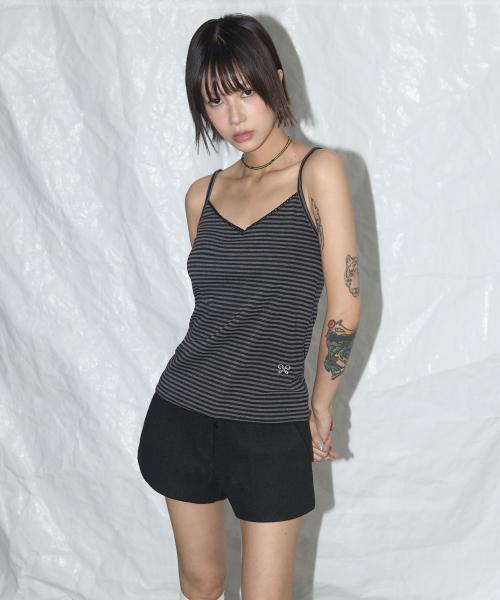 팬시클럽(FANCY CLUB)  레이스 스트라이프 베이직 슬리브리스 (BLACK STRIPE)_F25QB093 - 사이즈 & 후기 | 무신사