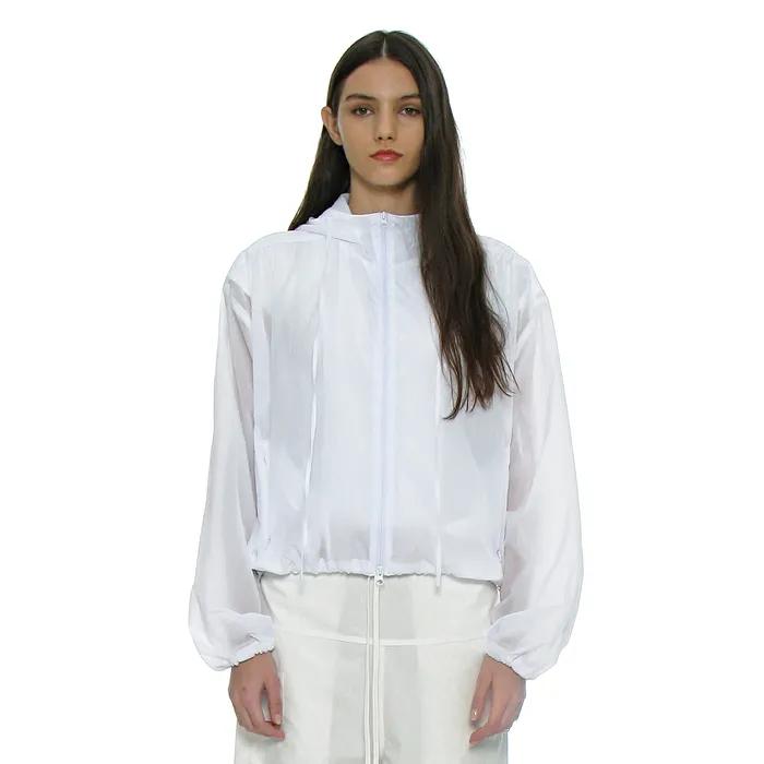 SHEER SHIRRING HOODIE JACKET_WHITE