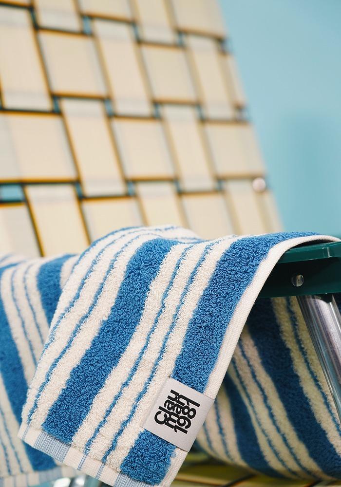 [20%] 클라우망1981 오가닉 스트라이프 타월 - 코발트 블루
