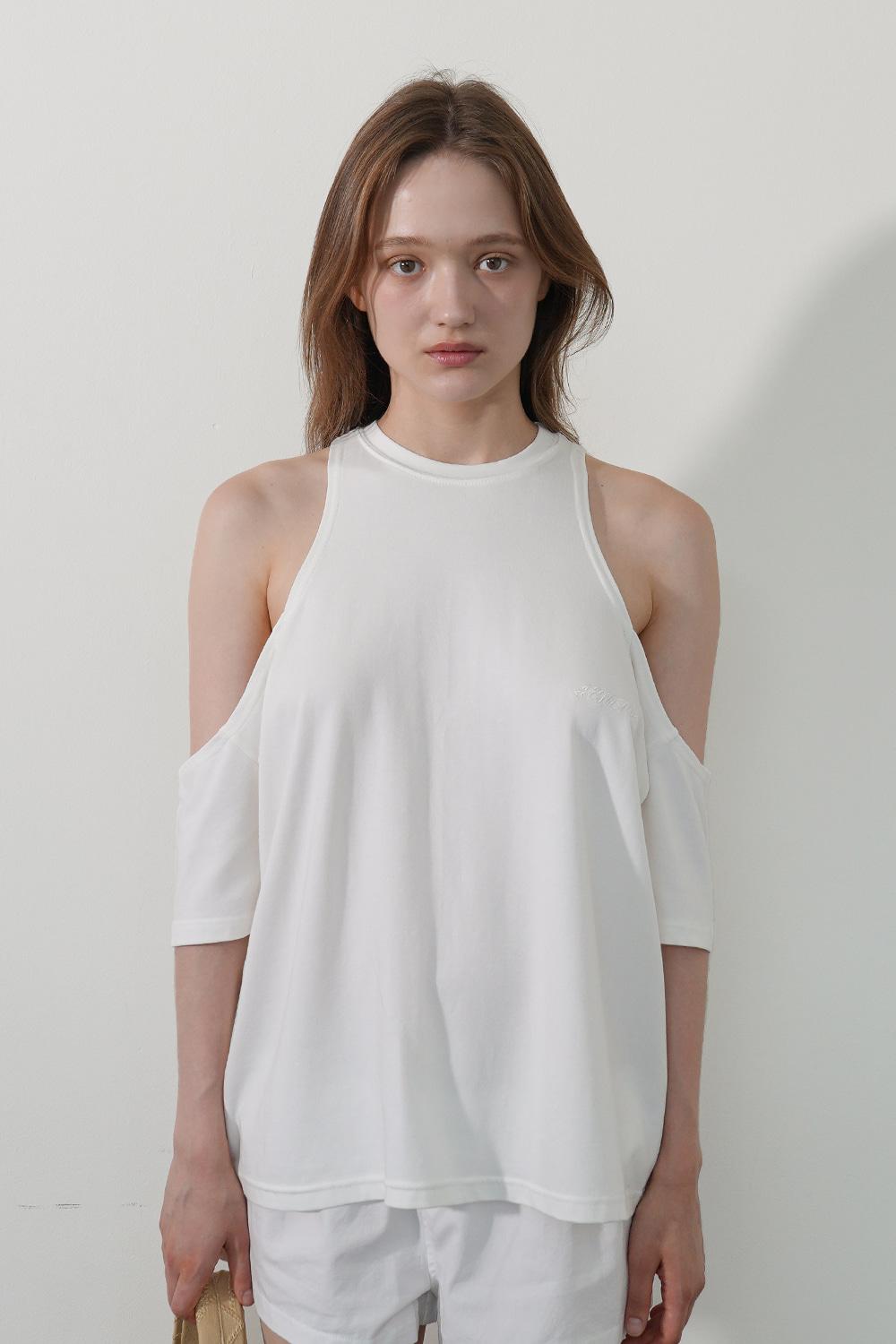 Over-fit Cut-out T-shirt-White