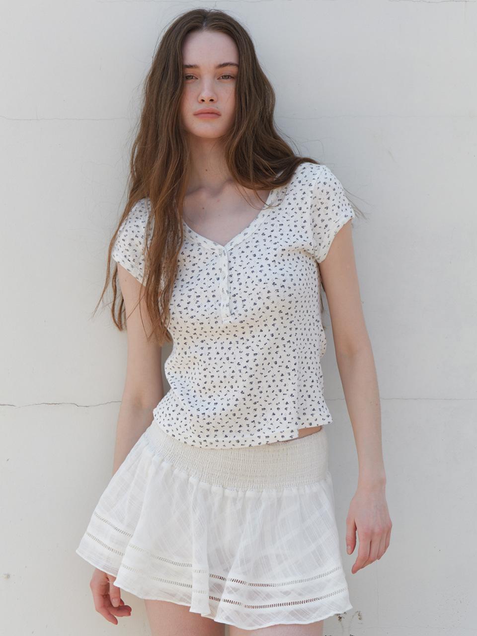 A SMOCKING CANCAN SKIRT_WHITE