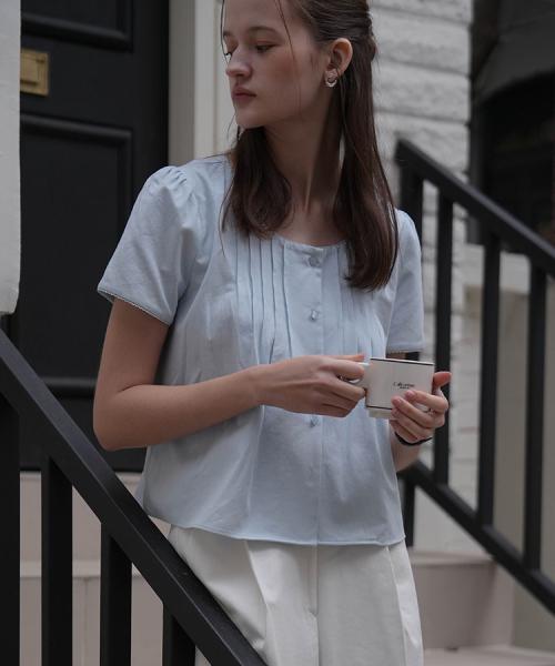 Pintuck Lace Blouse [Blue]