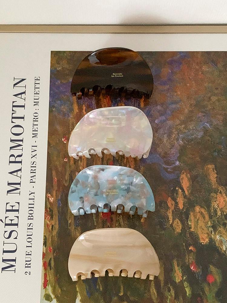 Barrette La France, 하프문 헤어바렛 - 반묶음 반달 마블 셀룰로오스집게핀