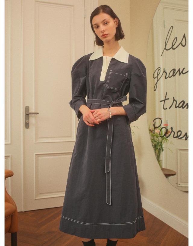 Knitwear Collar Puffy Sleeve Dress NEW2AO847