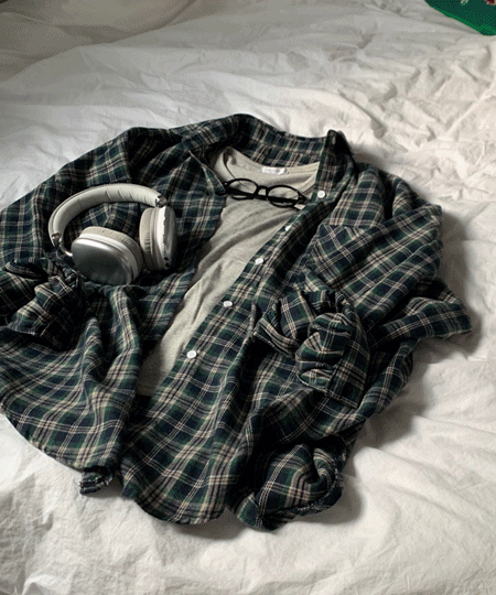 스프링우드 [Vintage/포근핏] 담요같은 빈티지 색감 체크 셔츠 아우터 오버핏 남방