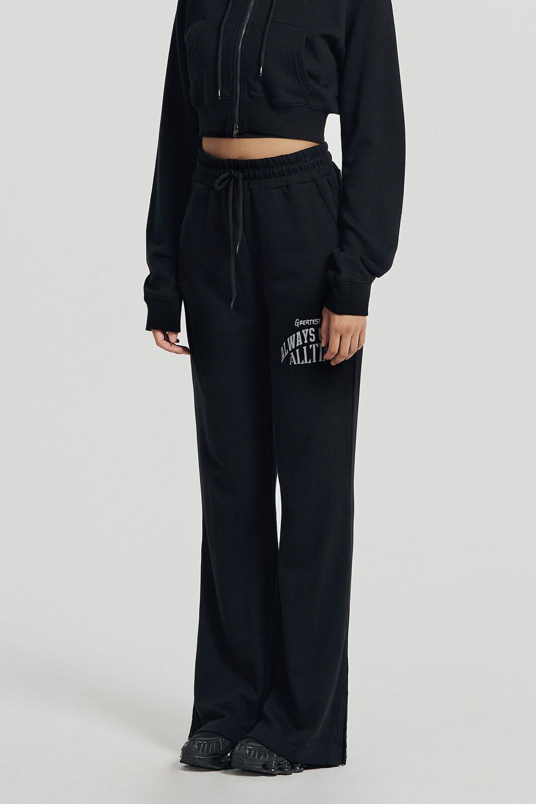 우먼스 라이트 코튼 부츠컷 스웨트 팬츠 (Black)