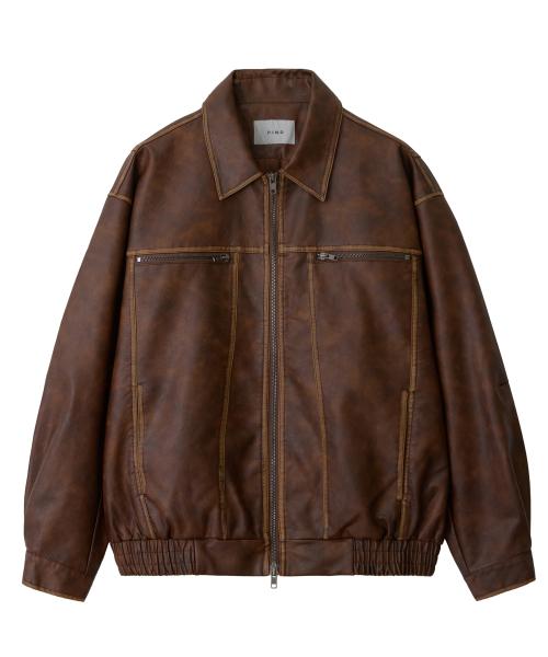 피인오(P.IN.O)  카라 빈티지 워싱 레더자켓-브라운 - 사이즈 & 후기 | 무신사