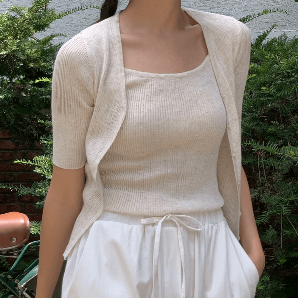 런던플랏 썸머 린넨 여름 가디건 크롭 볼레로 가디건 반팔 니트 가디건 세트