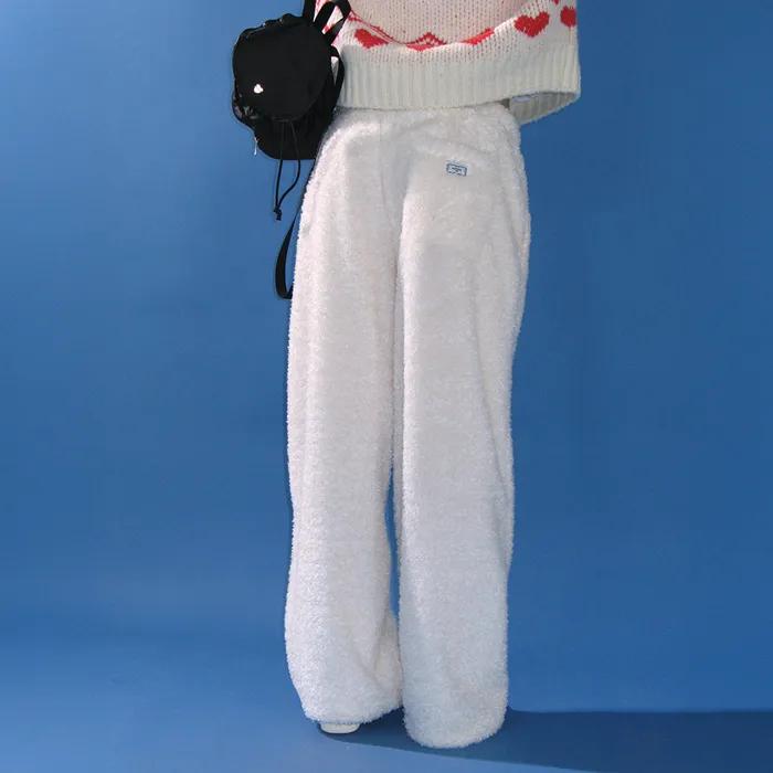 FLEECE LACE DETAIL TRAINING PANTS IVORY