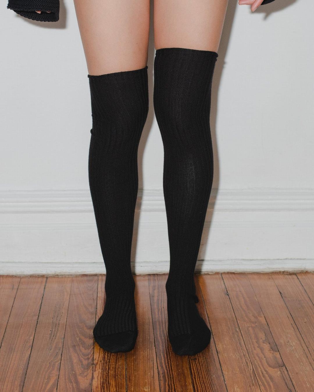 Overknee Socks - BLACK / 36-39