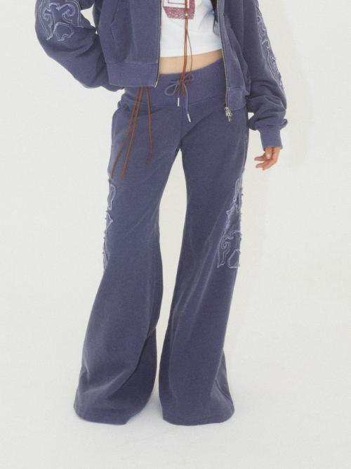 APPLIQUE BOOTCUT PANTS BLUE