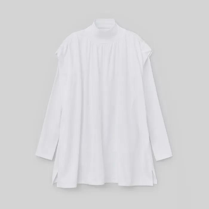 MOCK NECK LONG JERSEY TOP (WHITE)