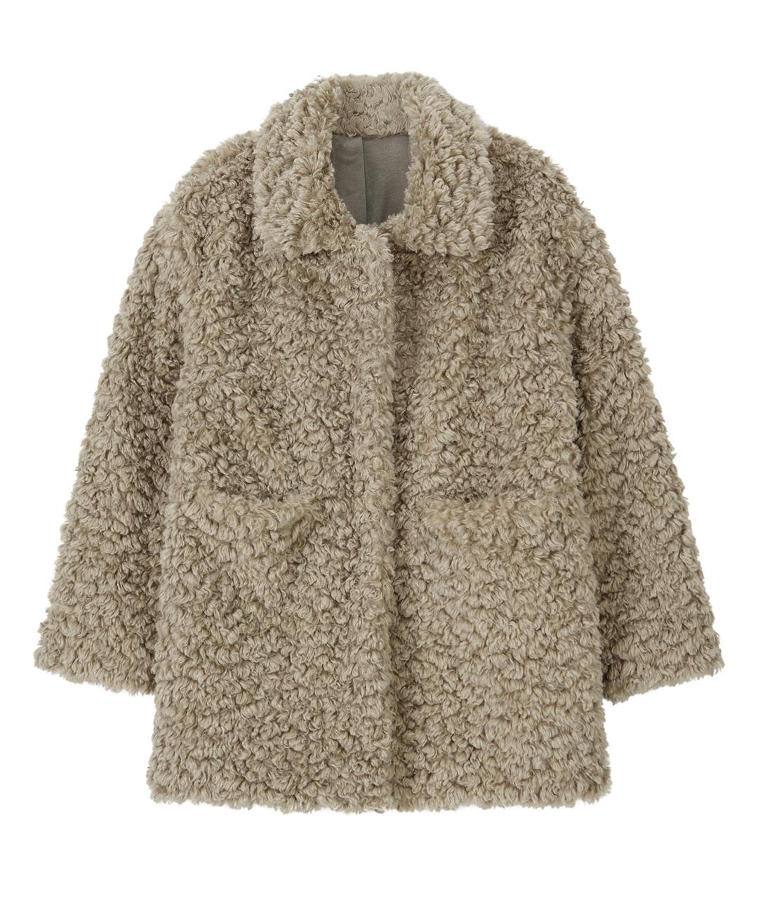 Curly Collar Fur Jacket-Beige