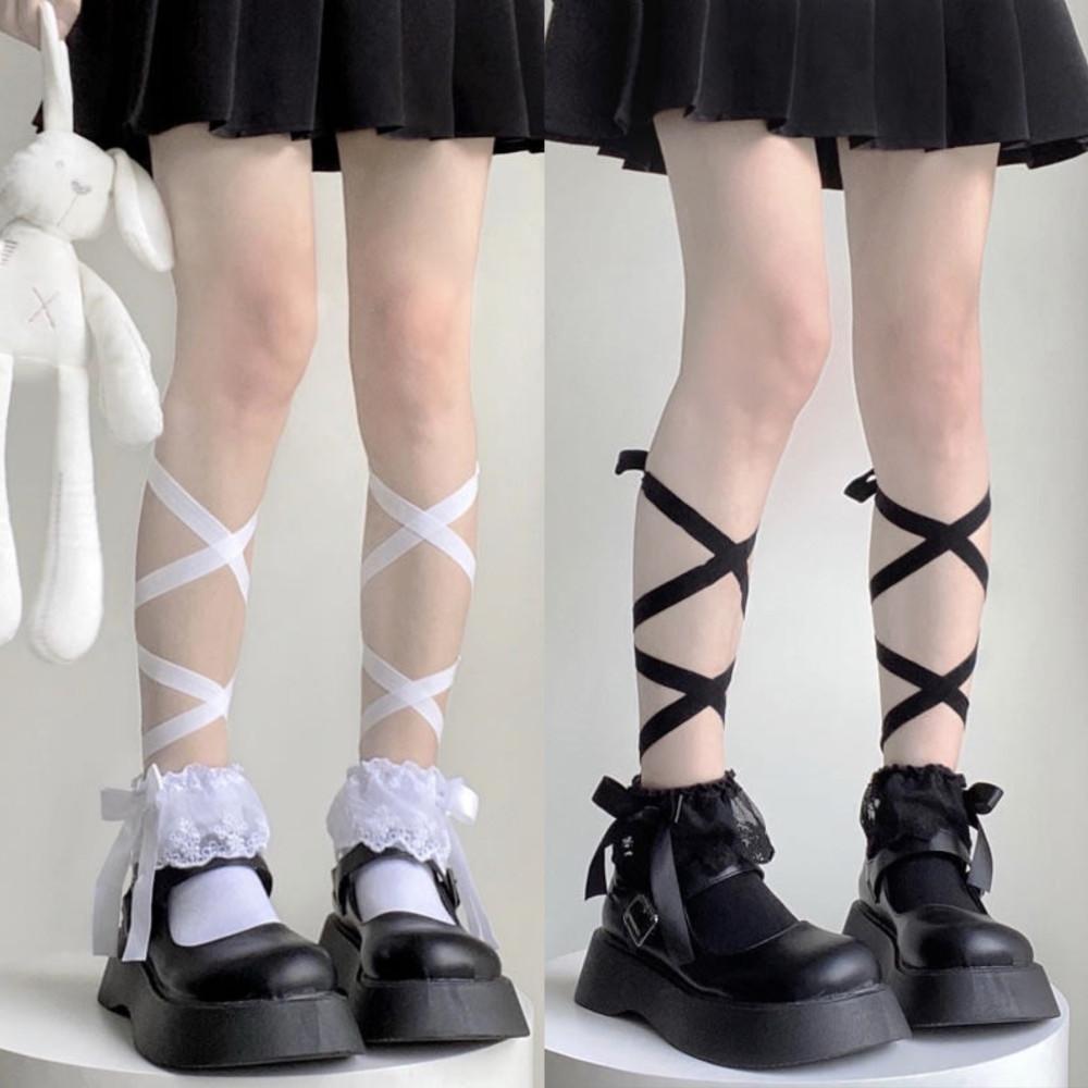 발레리나 레이스 양말 (화이트/블랙))
